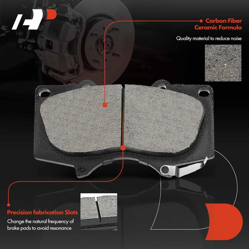 4pcs Front Driver & Passenger Ceramic Brake Pads with Sensor for Toyota Tacoma 05-22 4Runner Tundra Sequoia Lexus