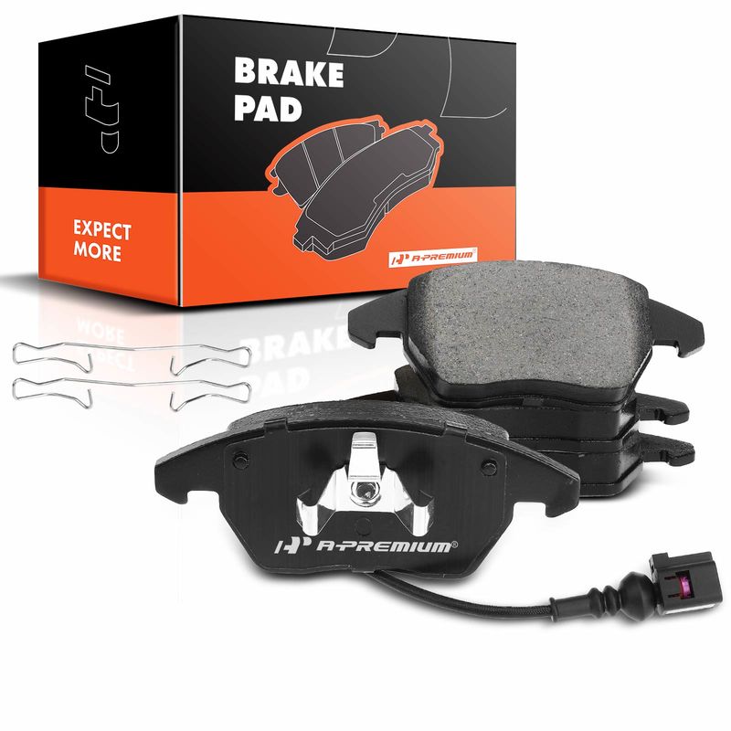 4pcs Front Driver & Passenger Ceramic Brake Pads with Sensor for Volkswagen Golf Jetta 05-18 CC Audi A3 2003-2013 TT