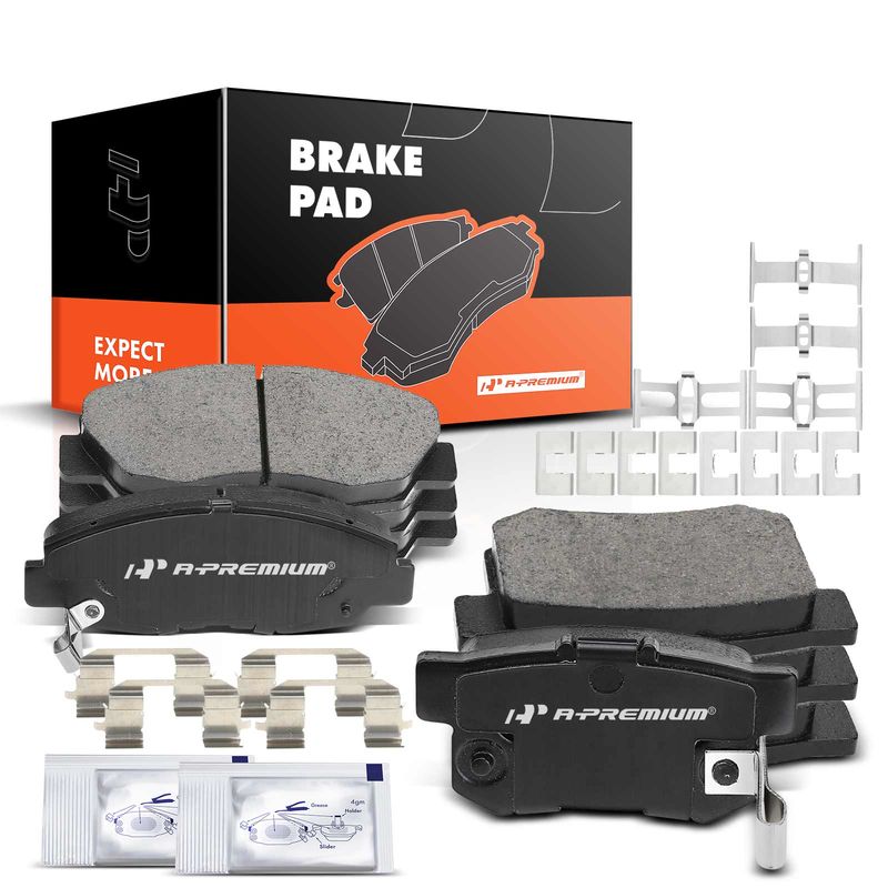 8pcs Front & Rear Ceramic Brake Pads with Sensor for Acura CL 1997-1999 Honda Accord 1991-2002