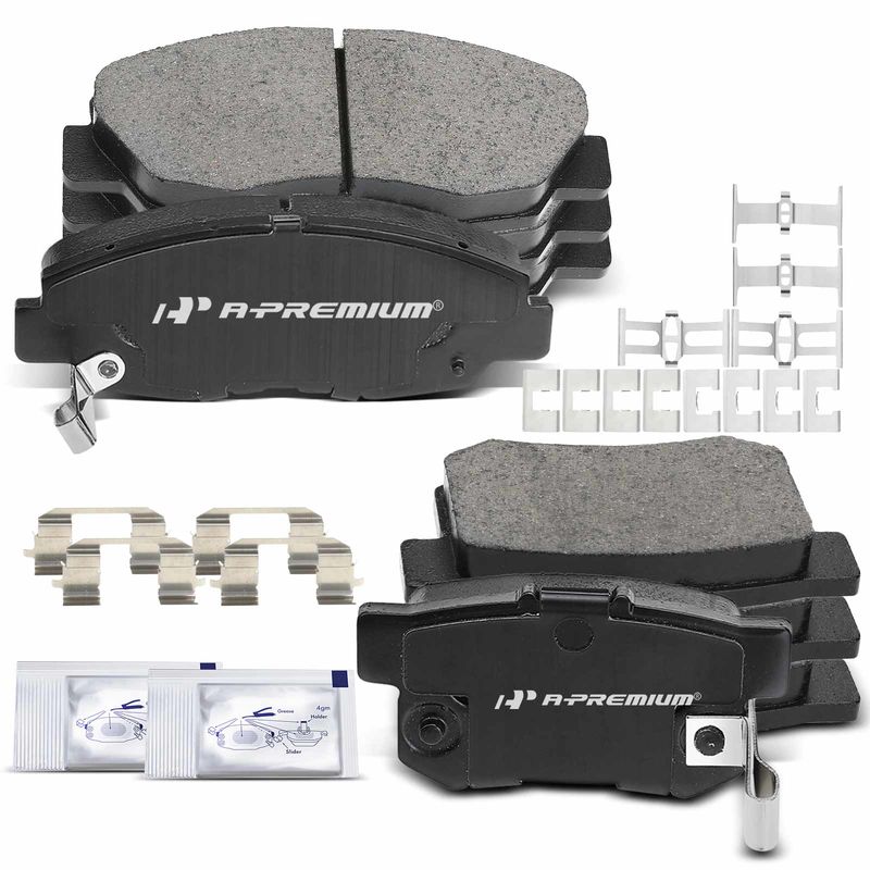 8pcs Front & Rear Ceramic Brake Pads with Sensor for Acura CL 1997-1999 Honda Accord 1991-2002