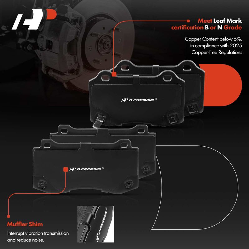 8x Front & Rear Ceramic Brake Pads for Chrysler 300 Jeep Grand Cherokee Dodge