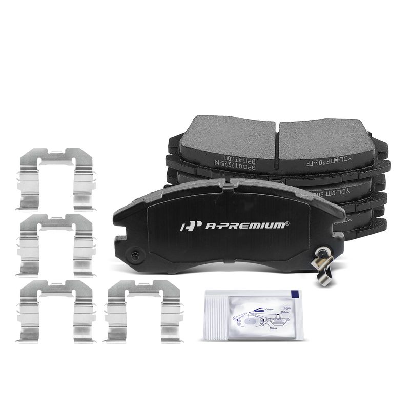 4pcs Front Driver & Passenger Ceramic Brake Pads with Sensor for Subaru Legacy 90-96 Impreza with Anti-Rattle Clip