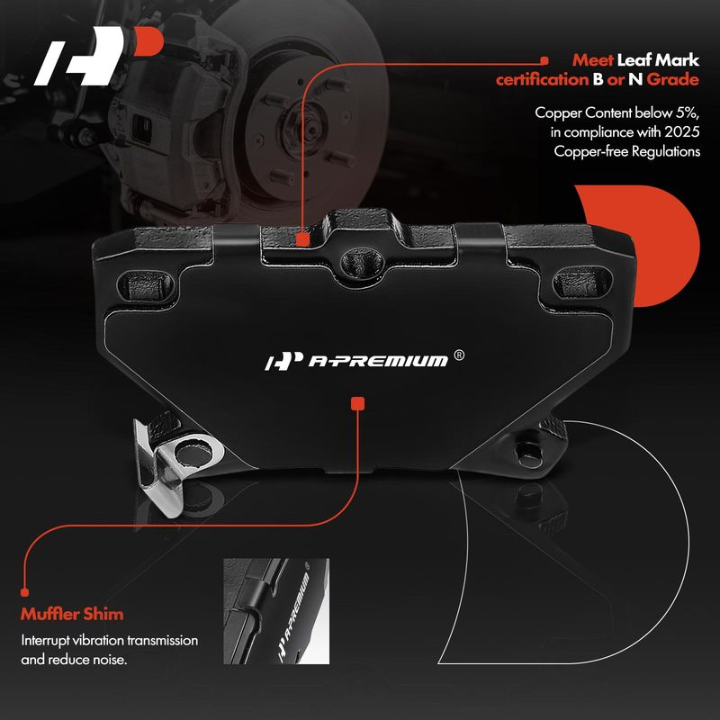 4pcs Rear Driver & Passenger Ceramic Brake Pads with Sensor for Toyota Corolla 05-06 Matrix 03-07 Pontiac Vibe 03-06