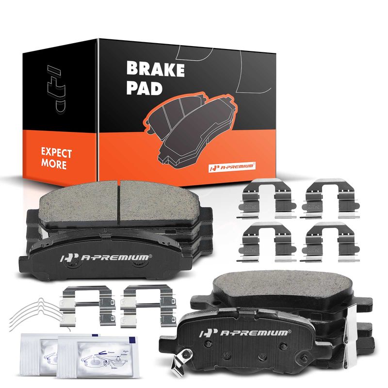 8pcs Front & Rear Ceramic Brake Pads with Sensor for Toyota Venza 2009 2010-2016 L4 2.7L V6 3.5L