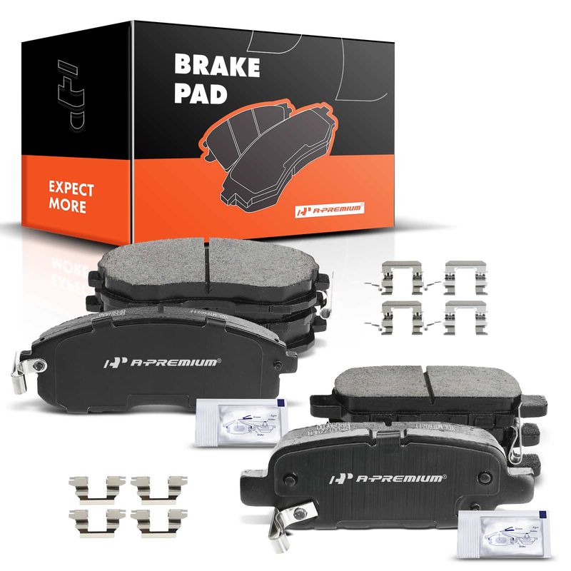 8pcs Front & Rear Ceramic Brake Pads with Sensor for Nissan Altima Juke Sentra 350Z INFINITI G35