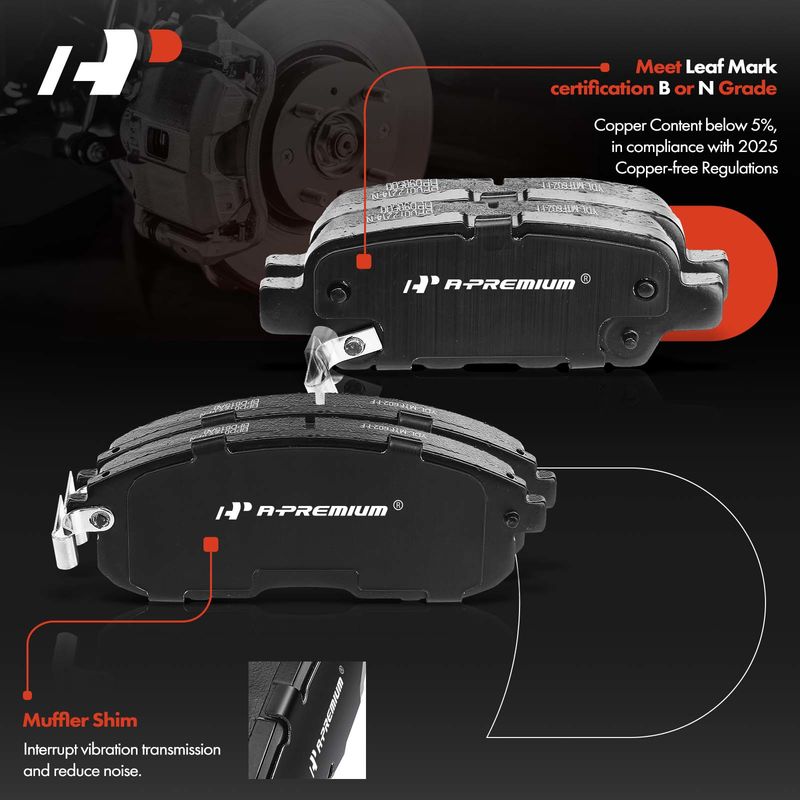 8pcs Front & Rear Ceramic Brake Pads with Sensor for Nissan Altima Juke Sentra 350Z INFINITI G35
