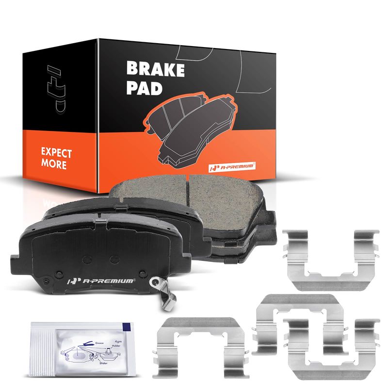 4pcs Front Driver & Passenger Ceramic Brake Pads with Sensor for Hyundai Azera 12-17 Santa Fe Kia Sorento 11-15