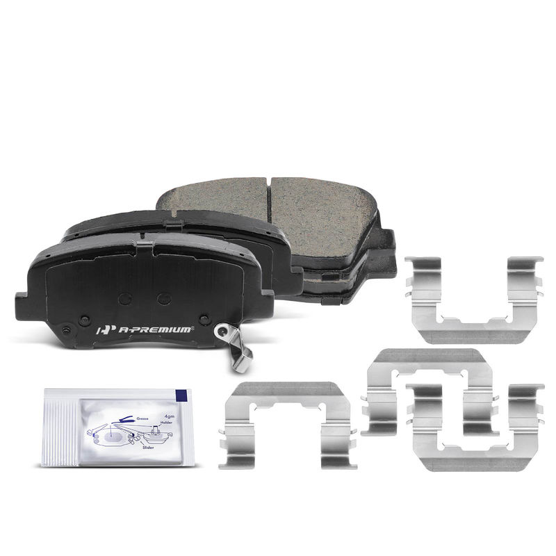 4pcs Front Driver & Passenger Ceramic Brake Pads with Sensor for Hyundai Azera 12-17 Santa Fe Kia Sorento 11-15