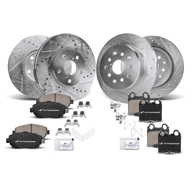 Front & Rear Drilled Rotors & Ceramic Brake Pads for Lexus GS300 400 SC430