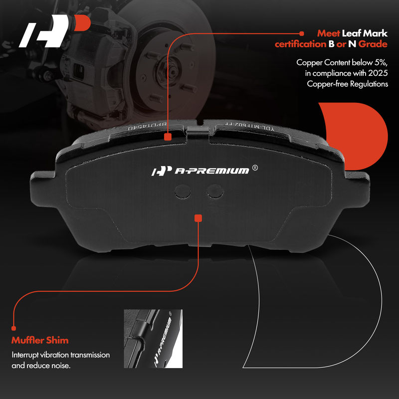 4x Front Ceramic Brake Pads for Ford Fiesta 2011-2019 Mazda 2 2011-2014