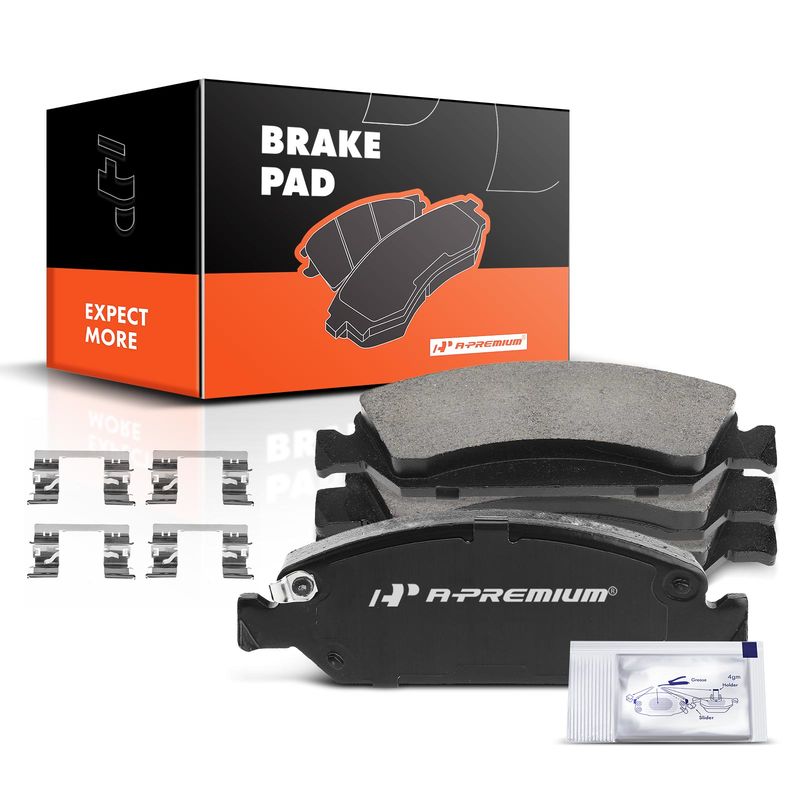 4pcs Front Driver & Passenger Ceramic Brake Pads with Sensor for Cadillac Escalade 08-20 Chevrolet Silverado 1500