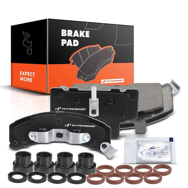4pcs Front Driver & Passenger Ceramic Brake Pads with Sensor for GMC Yukon 1992-2000 C1500 2500 Savana Suburban