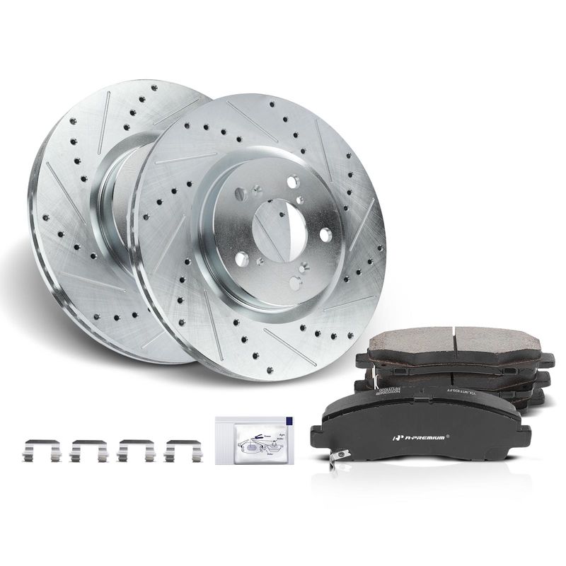Front Drilled Rotors & Ceramic Brake Pads for Acura TL 2009-2014 3.5L 3.7L