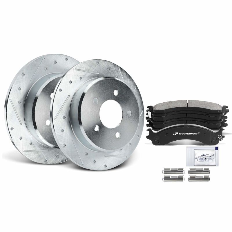 Front Drilled Rotors & Ceramic Brake Pads for Dodge Ram 2500 Ram 3500 2000-2002