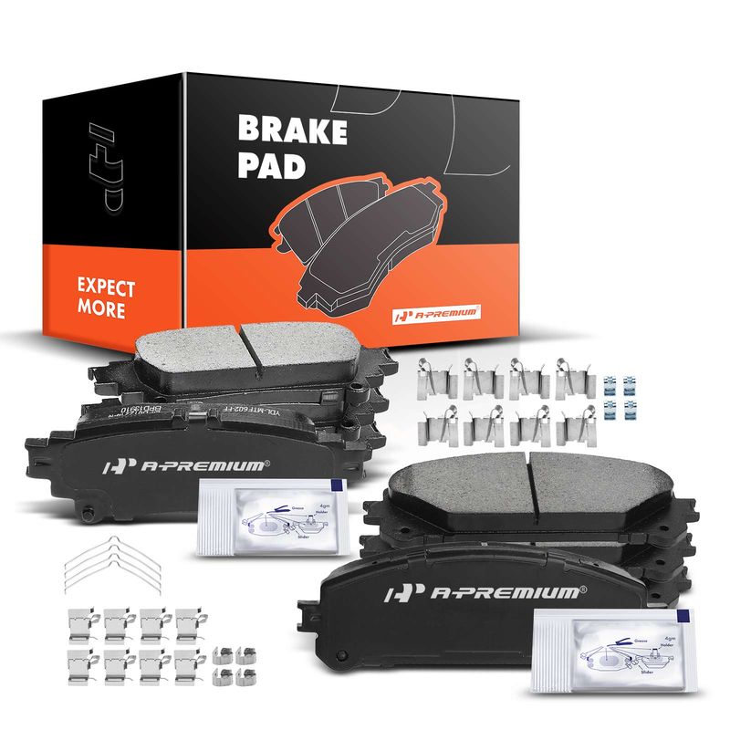 8pcs Front & Rear Ceramic Brake Pads  for Toyota Highlander Sienna Lexus RX350 RX450h