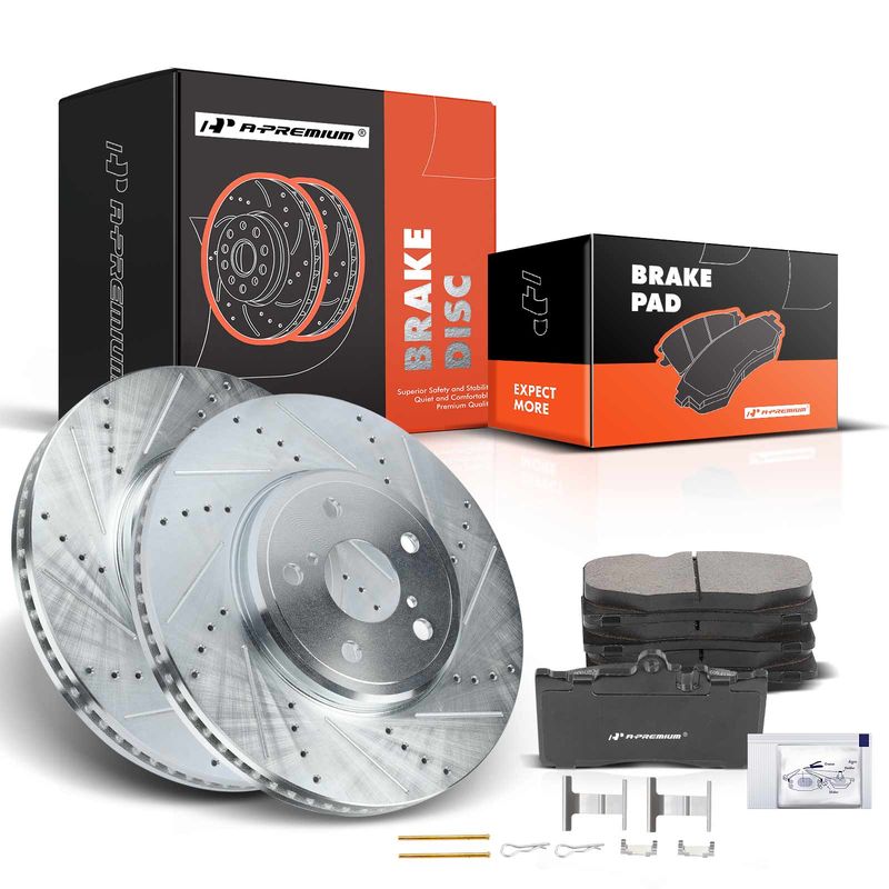 Front Drilled Rotors & Ceramic Brake Pads for Lexus LS430 2001-2006 V8 4.3L