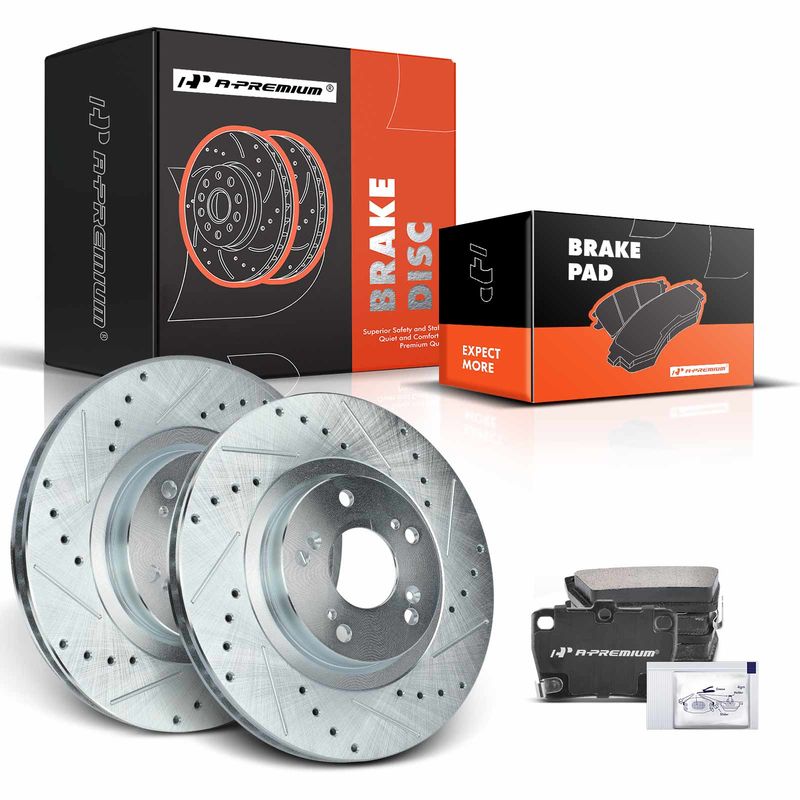 Rear Drilled Rotors & Ceramic Brake Pads for Toyota RAV4 2004-2005 4 Wheel Disc
