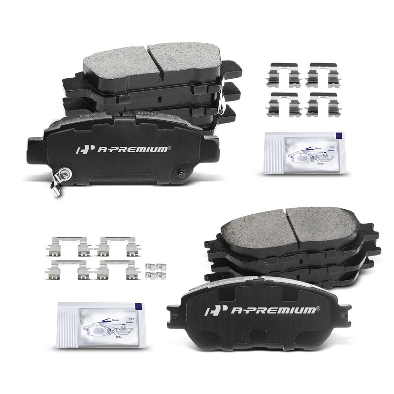 8pcs Front & Rear Ceramic Brake Pads  for Toyota Sienna 2004-2010 4-Wheel Disc Brakes