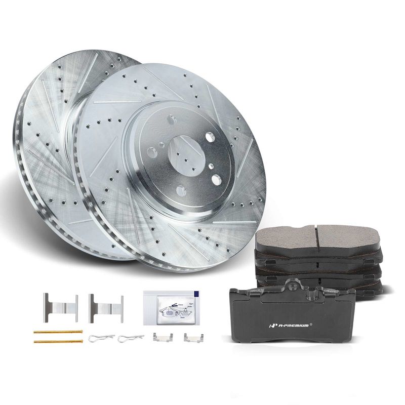 Front Drilled Rotors & Ceramic Brake Pads for Lexus LS430 2001-2006 V8 4.3L
