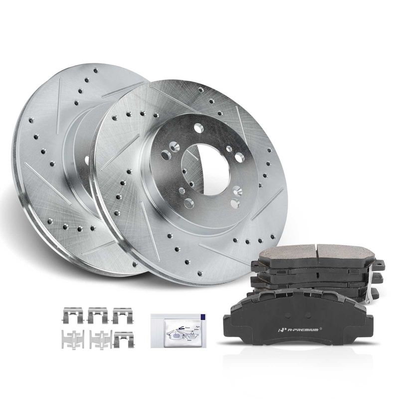 Front Drilled Rotors & Ceramic Brake Pads for Honda CR-V Acura Legend TL