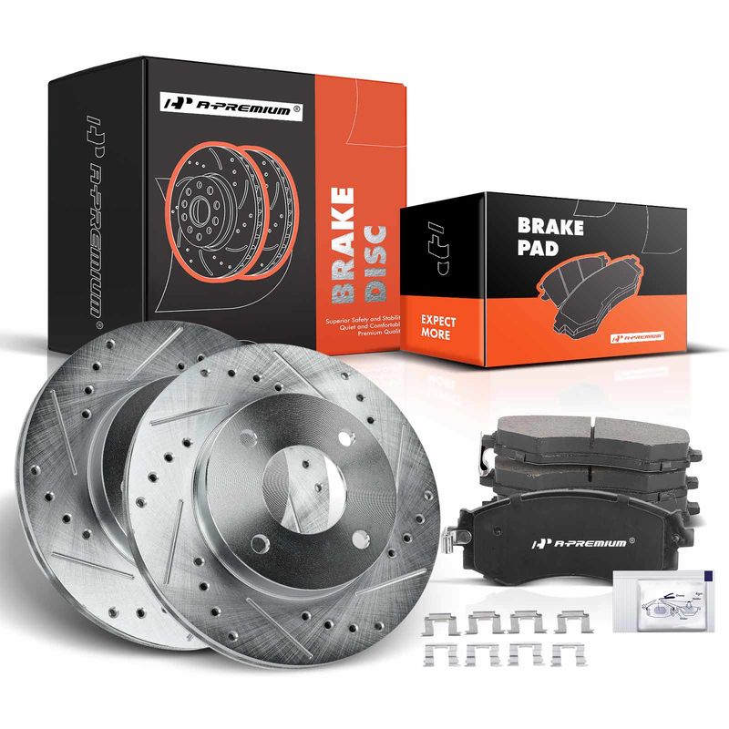 Front Drilled Rotors & Ceramic Brake Pads for Nissan Sentra 2000-2006 1.8L
