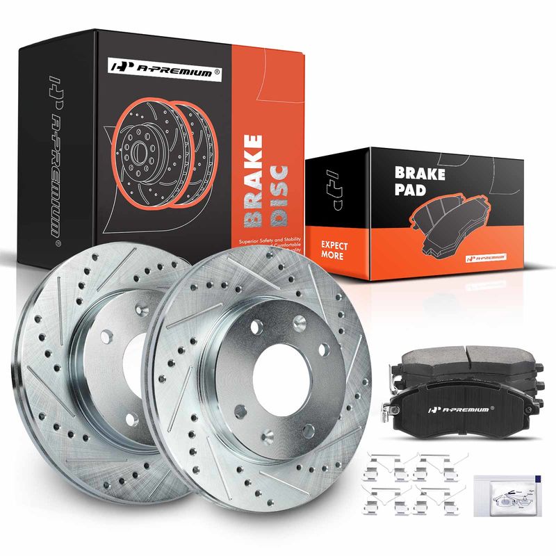 Front Drilled Rotors & Ceramic Brake Pads for Hyundai Elantra 1998-2006 Tiburon