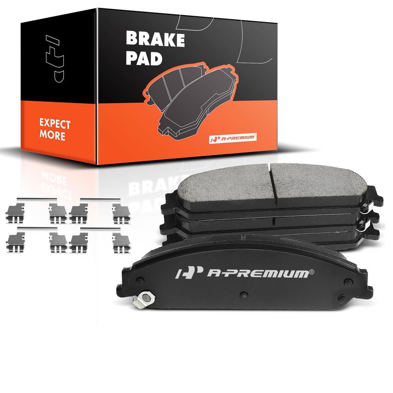 4pcs Front Driver & Passenger Ceramic Brake Pads with Sensor for Chrysler 300 05-20 Dodge Challenger Charger Magnum
