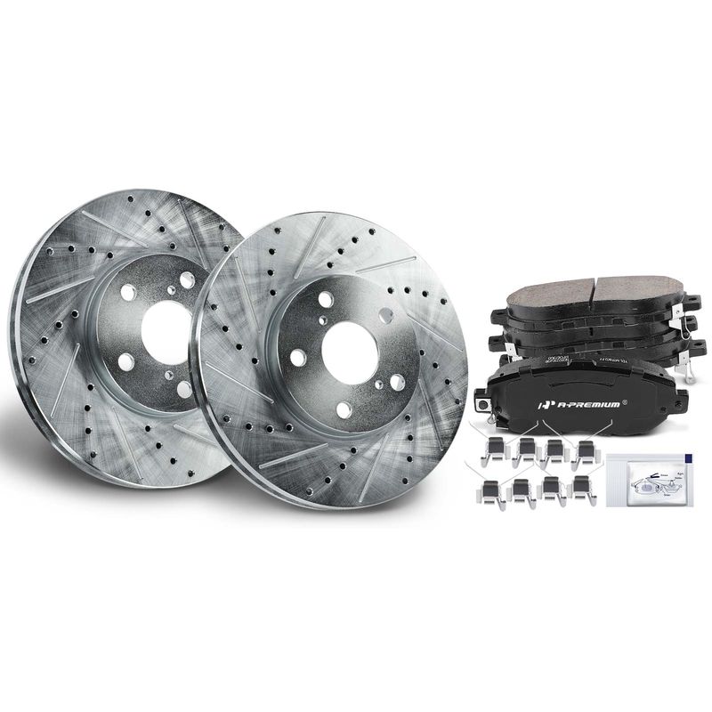 Front Drilled Rotors & Ceramic Brake Pads for Lexus GS300 93-05 GS400 GS430 IS300