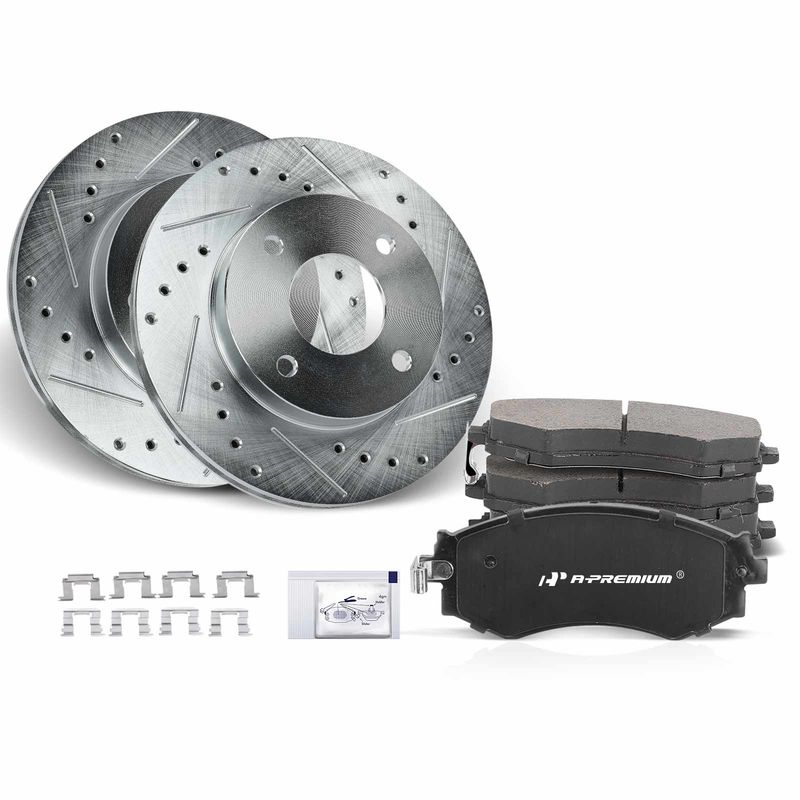 Front Drilled Rotors & Ceramic Brake Pads for Nissan Sentra 2000-2006 1.8L