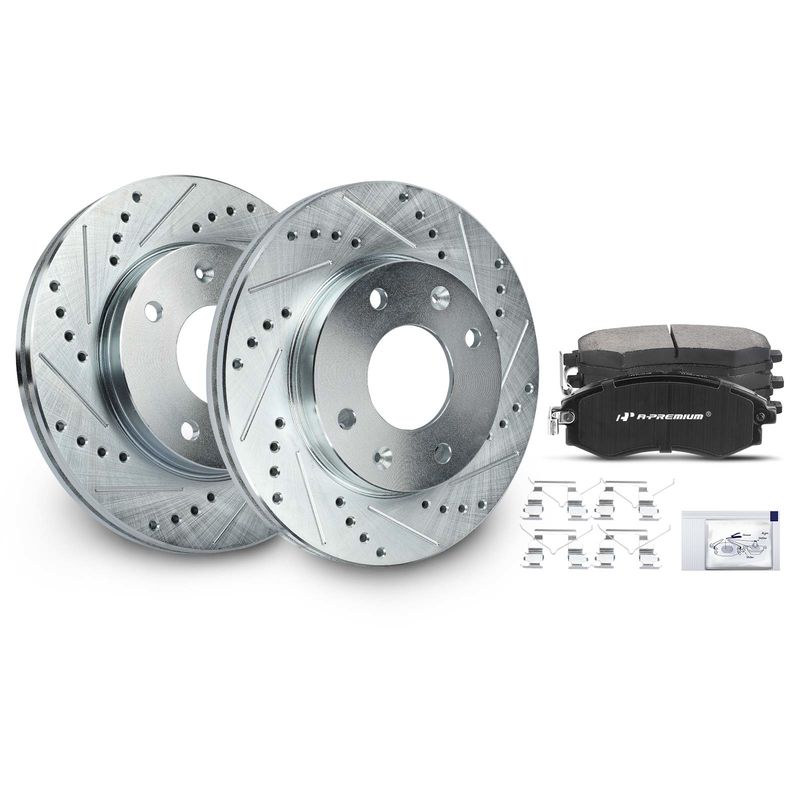 Front Drilled Rotors & Ceramic Brake Pads for Hyundai Elantra 1998-2006 Tiburon