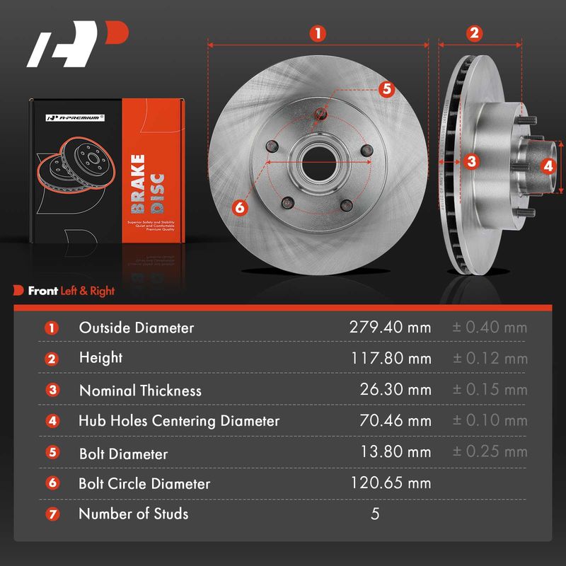 Front Disc Brake Rotors for Chevy Camaro Impala Nova Buick LeSabre Pontiac
