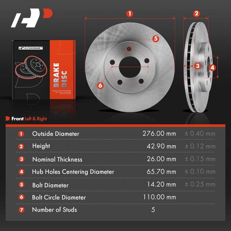 Front Disc Brake Rotors for Chevy Malibu 2004-2008 Pontiac G6 2006-2007
