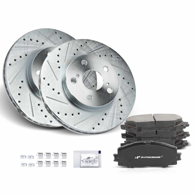 Front Drilled Rotors & Ceramic Brake Pads for Toyota Prius Lexus CT200h 1.8L