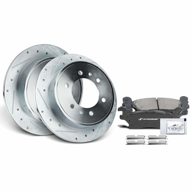 Rear Drilled Rotors & Ceramic Brake Pads for Hummer H3 2006-2010 H3T 2009-2010