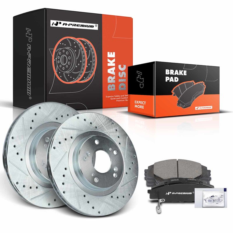 Front Drilled Rotors & Ceramic Brake Pads for Honda Civic 2006-2011 Acura CSX
