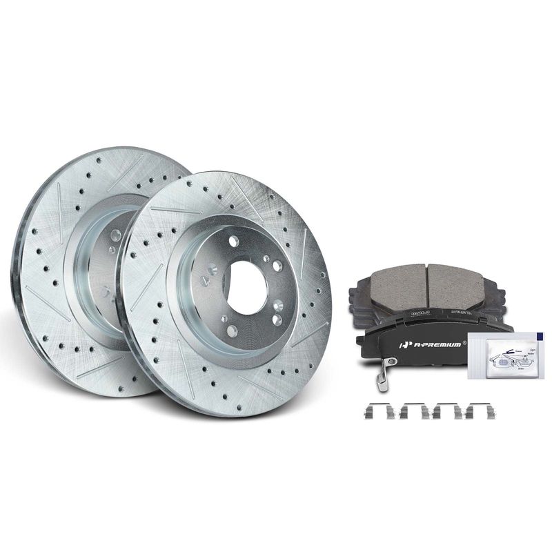 Front Drilled Rotors & Ceramic Brake Pads for Honda Civic 2006-2011 Acura CSX