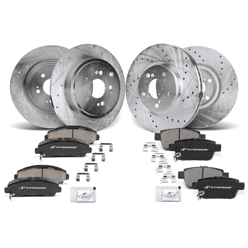 Front & Rear Drilled Rotors & Ceramic Brake Pads for Honda Ridgeline 06-11