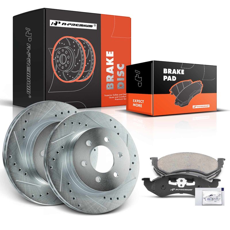 Front Drilled Rotors & Ceramic Brake Pads for Dodge Dakota Durango 2000-2002