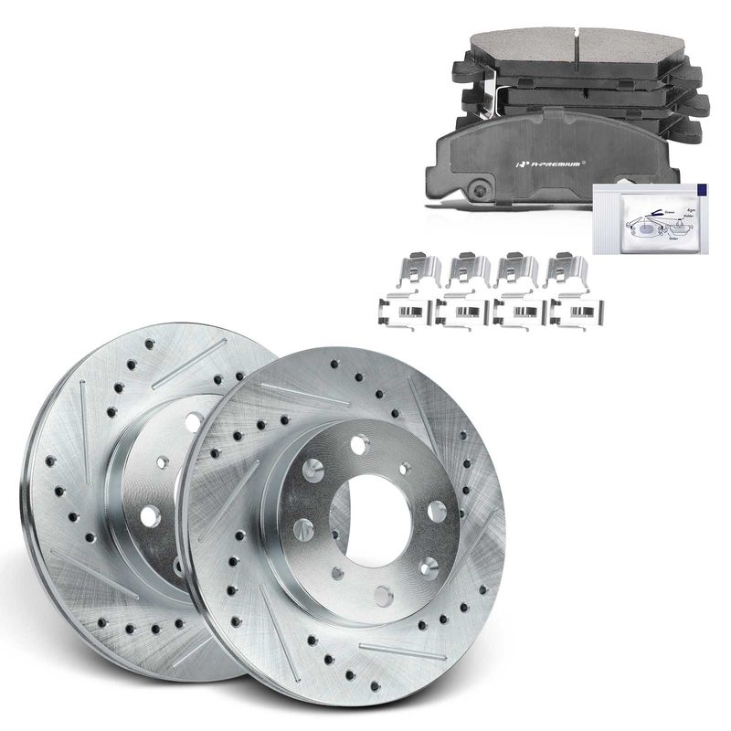 Front Drilled Rotors & Ceramic Brake Pads for Honda Civic 90-00 CRX Civic del Sol