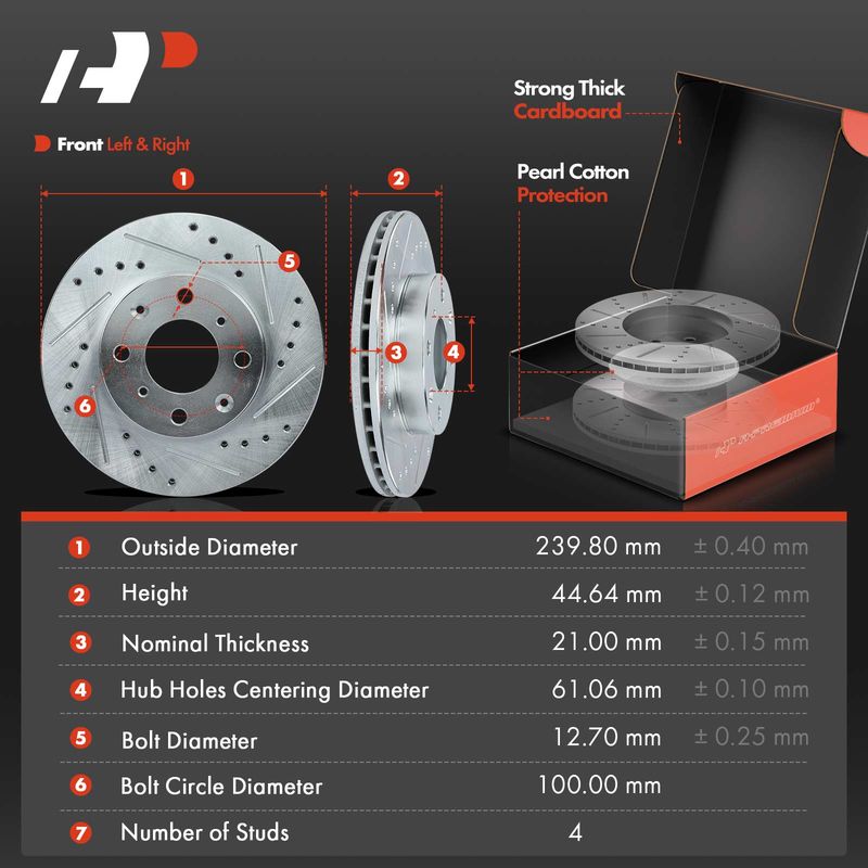 Front Drilled Rotors & Ceramic Brake Pads for Honda Civic 90-00 CRX Civic del Sol