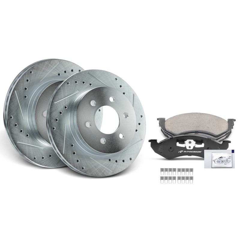 Front Drilled Rotors & Ceramic Brake Pads for Dodge Dakota Durango 2000-2002