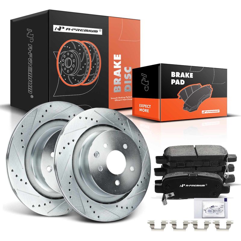 Rear Drilled Rotors & Ceramic Brake Pads for INFINITI G37 08-13 G35 07-08 Q60