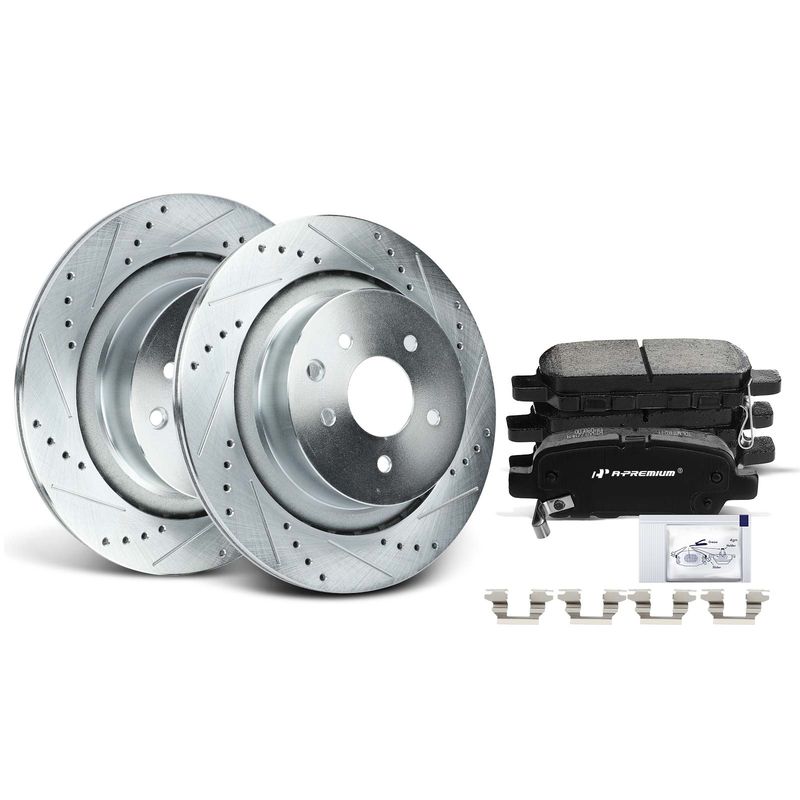 Rear Drilled Rotors & Ceramic Brake Pads for INFINITI G37 08-13 G35 07-08 Q60