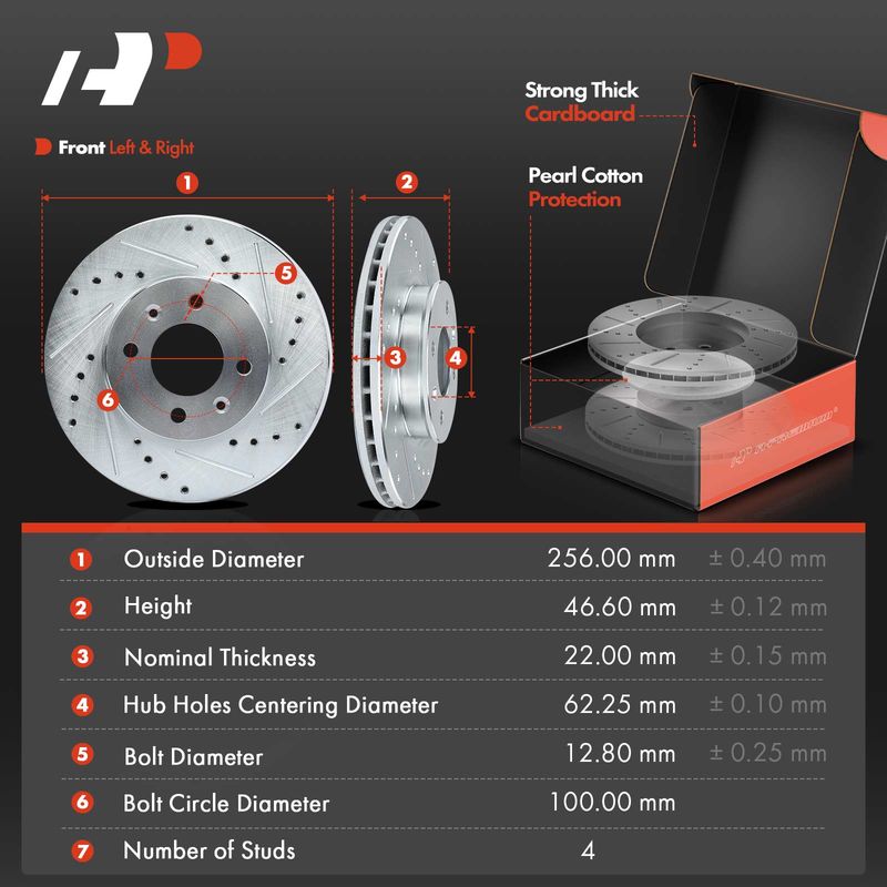 Front Drilled Rotors & Ceramic Brake Pads for Hyundai Accent Kia Rio Rio5