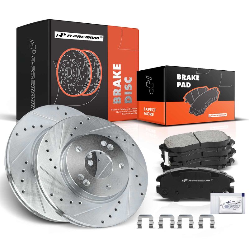 Front Drilled Rotors & Ceramic Brake Pads for Hyundai Elantra 2007-2010 L4 2.0L