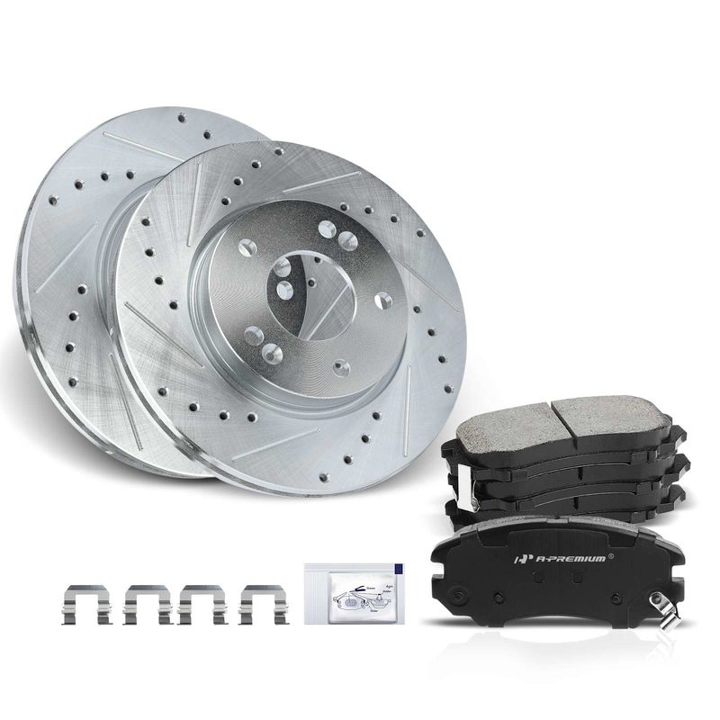 Front Drilled Rotors & Ceramic Brake Pads for Hyundai Elantra 2007-2010 L4 2.0L