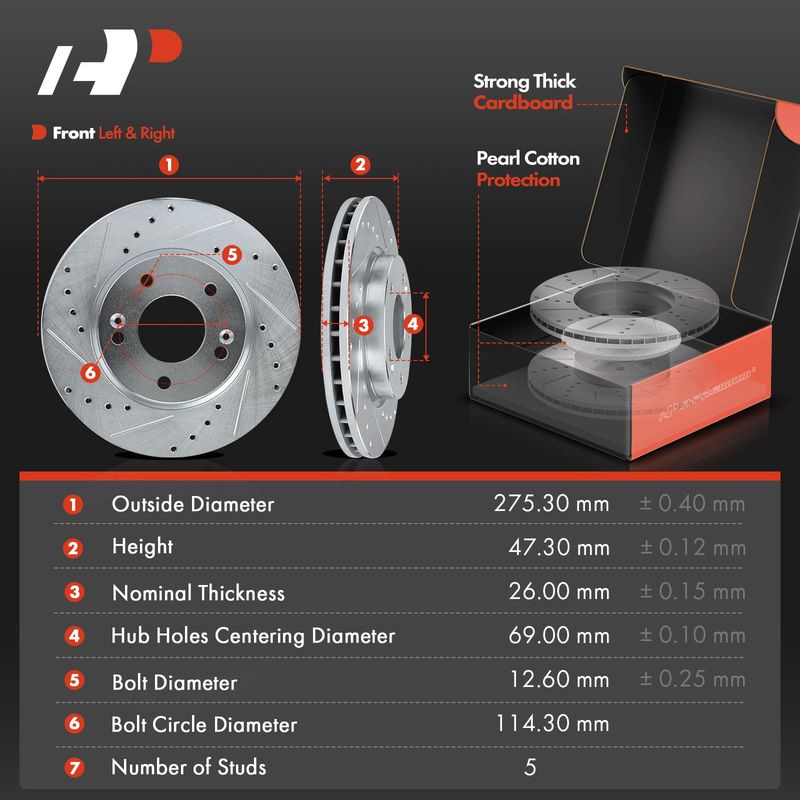 Front Drilled Rotors & Ceramic Brake Pads for Hyundai Elantra 2007-2010 L4 2.0L