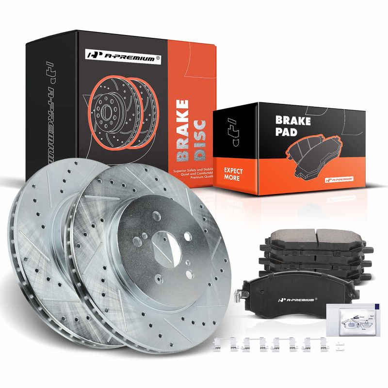 Front Drilled Rotors & Ceramic Brake Pads for Lexus RX330 04-06 RX350 Toyota