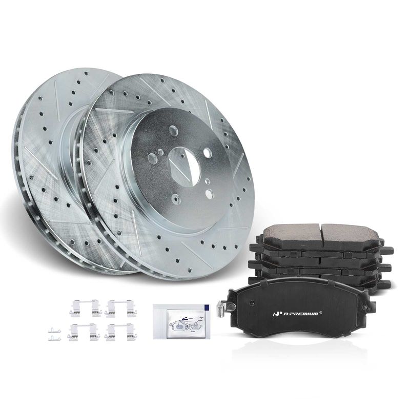 Front Drilled Rotors & Ceramic Brake Pads for Lexus RX330 04-06 RX350 Toyota