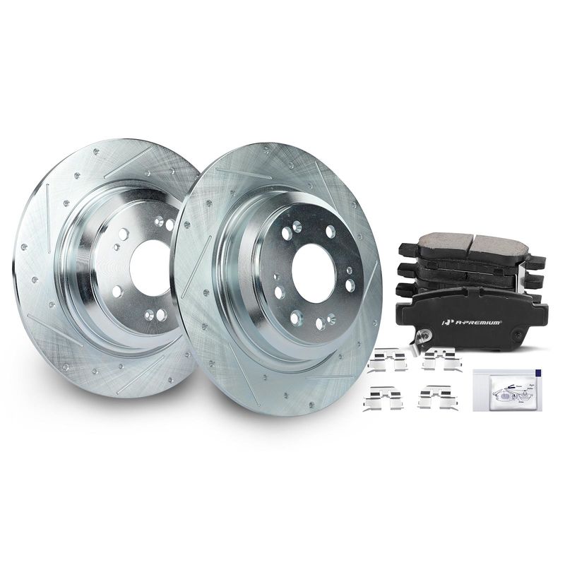Rear Drilled Rotors & Ceramic Brake Pads for Acura TL 2009-2014 V6 3.5L 3.7L